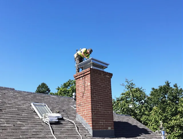 Coconut Creek Chimney Sweep technician measuring a chimney cap in Coconut Creek, FL