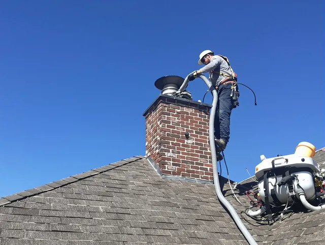 Dedicated Coconut Creek Chimney Sweep team member cleaning a chimney in Coconut Creek, FL