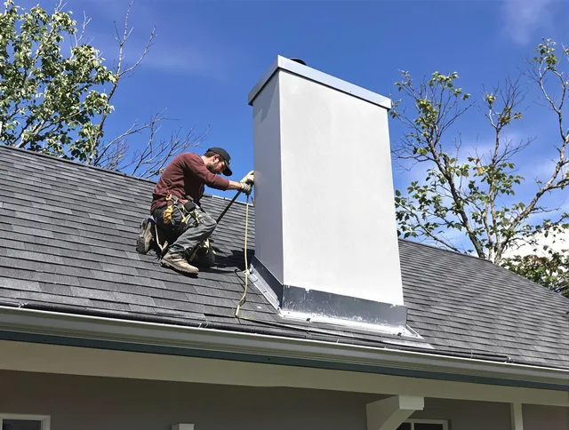Coconut Creek Chimney Sweep team member finishing chimney construction in Coconut Creek, FL