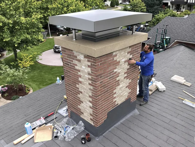 Coconut Creek Chimney Sweep team working on a custom chimney remodel in Coconut Creek, FL